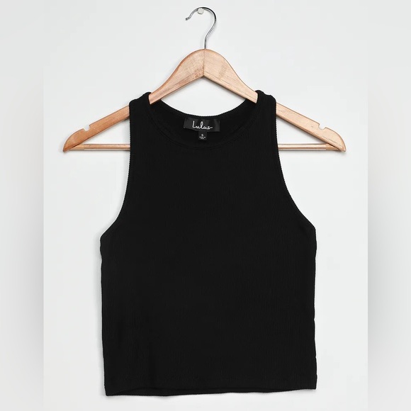 🆕 Brand New NWT Lulus Everyday Essential Black Ribbed Racerback Tank Top - M - Picture 3 of 6
